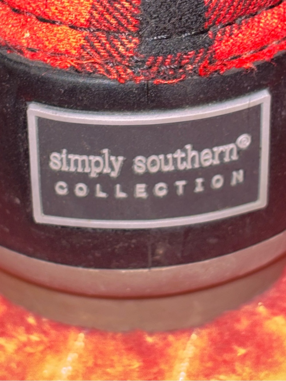 Simply Southern Collection Red Black Buffalo Plaid Duck Boots - Picture 2 of 6